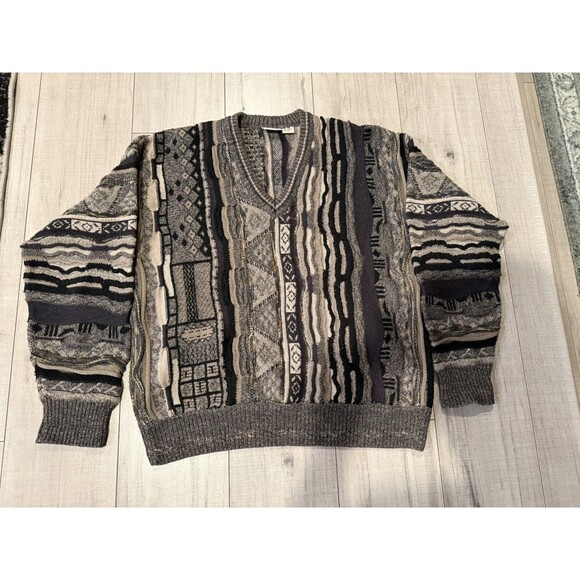 Vintage Florence Tricot Knit Textured Sweater Coogi Style Size L - Picture 1 of 6